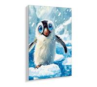 DIY Paint by Numbers Kit for Adults Beginners - Vibrant Penguin Animal Canvas Oil Painting Set with Acrylic Paints & Brushes - 50 x 70 cm Unframed for Home Decoration Gifts for Creative Fun P-522