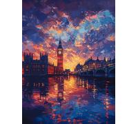 DIY Paint by Numbers Kits Big Ben, Sunset Paint by Numbers for Adults, Arts and Crafts for Adult Beginners Oil Paintings, DIY Painting Kits with Brushes and Acrylic for Home Wall Decor, 40x54in 4-9501