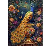 DIY Paint by Numbers Kits Peacock, Flower Paint by Numbers for Adults, Arts and Crafts for Adult Beginners Oil Paintings, DIY Painting Kits with Brushes and Acrylic for Home Wall Decor, 40x54in P-4635