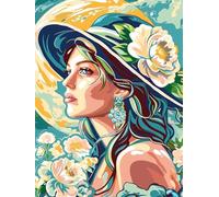 DIY Paint by Numbers Kits Woman, Flower Paint by Numbers for Adults, Arts and Crafts for Adult Beginners Oil Paintings, DIY Painting Kits with Brushes and Acrylic for Home Wall Decor, 24x36in 3-6082