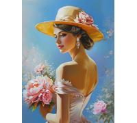 DIY Paint by Numbers Kits Woman, Flower Paint by Numbers for Adults, Arts and Crafts for Adult Beginners Oil Paintings, DIY Painting Kits with Brushes and Acrylic for Home Wall Decor, 16x20in N-6109