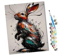 DIY Paint by Numbers Leaping Colorful Hare with Paint Brushes and Acrylic Painting Kit 16x20 Inch for Kids and Adults Beginner Gifts-Frameless