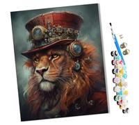 DIY Paint by Numbers Lion Colorful Steampunk (1) with Paint Brushes and Acrylic Painting Kit 16x20 Inch for Kids and Adults Beginner Gifts-Frameless