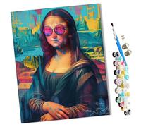 DIY Paint by Numbers Mona Lisa Wearing Glasses with Paint Brushes and Acrylic Painting Kit 16x20 Inch for Kids and Adults Beginner Gifts-Frameless