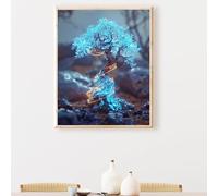 DIY Paint by Numbers Tree Crystal Painting by Numbers Kits On Canvas, with Paint Brushes and Acrylic Painting Kit 40x53 Inch for Kids and Adults Beginner Gifts, Home Decoration, Frameless PjY2294 Z-1