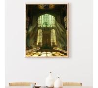 DIY Paint by Numbers Window Architecture Painting by Numbers Kits On Canvas, with Paint Brushes and Acrylic Painting Kit 20x28 Inch for Kids and Adults Beginner Gifts, Home Decoration PjY6134 P-P