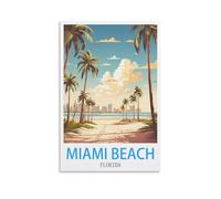 DIY Painting by Number Kits，Miami Beach Florida,Without Frame with Brushes and Acrylic Pigment Paint by Numbers Canvas Arts Crafts 40x50cm