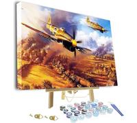 DIY Painting by Numbers for Adults,Fighter War Airplane Framed and Easel Paint by Numbers for Adults Beginner, DIY Painting by Numbers for Gift Home Wall Decor