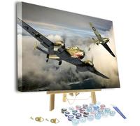 DIY Painting by Numbers for Adults,Fighter War Airplane Paint by Numbers for Adults Beginner, DIY Painting by Numbers for Gift Home Wall Decor Framed and Easel