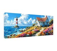 DIY Painting by Numbers Kit for Adults, Canvas Acrylic Paint Set Large Size70x140cm/28x56in Coastal Cottage Paint by Numbers for Beginner, Gifts Arts Crafts for Christmas Home Decor - Frameless Q-411