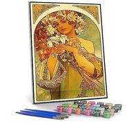 DIY Painting Kits for Adults Flower Painting by Alphonse Mucha Paint by Number Kit On Canvas for Beginners