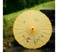 DIY Painting Paper Umbrella, Traditional Photography Prop Colorful Vintage Oil Paper Umbrella, Ancient Umbrella Dance Performance(S-Yellow)