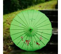DIY Painting Paper Umbrella, Traditional Photography Prop Colorful Vintage Oil Paper Umbrella, Ancient Umbrella Dance Performance(L-Green)