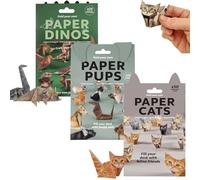 DIY Paper Cat Origami Kit, 50 Sheets Pre-Printed Paper, Fun 3D Cat Models Craft Activity, Creative Origami Animal Papers Sculpture, Desk Decor & Gift for Cats Lovers (Dog+Dinosaur+Cat)
