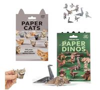 DIY Paper Cats, 2 Set Funny 50 Kitten Origami of Different Shapes, Cute Kitten/Dog/Dinosaurs Origami Paper Craft Kit, Simple Origami Animal DIY Craft Kit with Instructions (#B)
