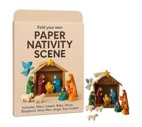 DIY Paper Cats, 50 DIY Paper Cats Origami Set, Fold Your Own Papers Cat, Fun Craft Activity for Adults and Kids, Animal Theme, Dogs Dinosaurs Jesus Papercraft Desk Decoration(1pc-Nativity Scene B)