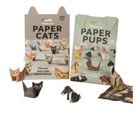 DIY Paper Cats, 50 DIY Paper Cats Origami Set, Fold Your Own Papers Cat, Fun Craft Activity for Adults and Kids, Animal Theme, Dogs Dinosaurs Jesus Papercraft Desk Decoration(2pcs-cat and Dog)