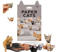 DIY Paper Cats, 50 Pcs DIY Paper Cats Craft Kit, 3d Papers Cat Origami Kit, Fun Craft Activity for Adults & Kids, Desk Decoration & Gift for Pets Lovers(A)
