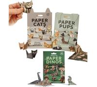 DIY Paper Cats,50 Sheets DIY Origami Paper to Fold Cute Cat Figures,Fun 3D Papers Dog & Cat & Dinosaur Models, Creative Origami Animal Craft Kit,Desk Decoration & Gift for Cats Lovers (Mixed)