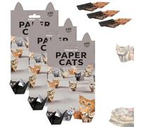 DIY Paper Cats, Inpoetryme 50 Sheets Paper Cats Origami Kit to Fold Cute Cat Figures, 3D Origami Animal Craft Kit, 2025 New Desk Decoration & Gift for Adults, Kids, Pets Lovers (3pcs-cat)