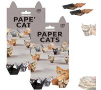 DIY Paper Cats, Inpoetryme 50 Sheets Paper Cats Origami Kit to Fold Cute Cat Figures, 3D Origami Animal Craft Kit, 2025 New Desk Decoration & Gift for Adults, Kids, Pets Lovers (2pcs-cat)