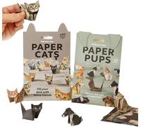 DIY Paper Cats Kit, 50 Cute Kitten Origami Papercraft Kit, 3D Handmade Origami Model, Fold Your Own Paper Cats with Cute Printed Stickers, Desk Decoration & Gift for Animal Lovers (2PCS)