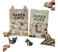 DIY Paper Cats Kit,50 Pcs DIY Paper Cats Craft Kit,Fun 3D Dog & & Dinosaur Models,Creative Origami Animal ,Desk Decor, Fun Craft Activity for Adults & Kids-2pcs