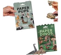 DIY Paper Cats Kit,50 Sheets DIY Origami Paper to Fold Cute Cat Figures,Fun Craft Activity for Adults & Kids,Fun 3D Papers Dog,Cat,Dinosaur Models,Desk Decoration & Gift for Cats Lovers (Dog+Dinosaur)