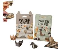 DIY Paper Cats Kit,50 Sheets DIY Origami Paper to Fold Cute Cat Figures,Fun Craft Activity for Adults & Kids,Fun 3D Papers Dog,Cat,Dinosaur Models,Desk Decoration & Gift for Cats Lovers (Cat+Dog)
