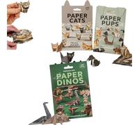 DIY Paper Cats Kit,50 Sheets DIY Origami Paper to Fold Cute Cat Figures,Fun Craft Activity for Adults & Kids,Fun 3D Papers Dog,Cat,Dinosaur Models,Desk Decoration & Gift for Cats Lovers (Set)