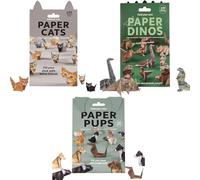 DIY Paper Cats Kit, Fun 3D Paper Dog & Cat & Dinosaur Models, 3D Handmade Origami Ca-t Model, Decorative Papercraft Craft Set, DIY Art Gift (3pc)