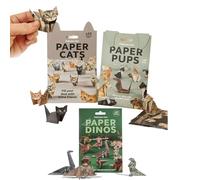 DIY Paper Cats Origami Kit,3D Handmade Origami Cat Model, Fold Your Own Paper Cats, Fun 3D Papers Dog & Cat & Dinosaur Models, Animal Papers Sculpture for Teens & Adults (3Pcs)