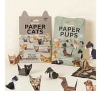 DIY Paper Cats Origami Kit 50 Sheets 3D Origami Cat, Dogs & Dinosaurs, Fun Craft Kit for Kids 6-12 & Adults, Creative Paper Animal Decoration & Gift for Pet Lovers (Dogs+Cats-100pcs)
