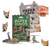 DIY Paper Cats Origami Kit 50 Sheets 3D Origami Cat, Dogs & Dinosaurs, Fun Craft Kit for Kids 6-12 & Adults, Creative Paper Animal Decoration & Gift for Pet Lovers (Cats+Dinosaurs-100pcs)