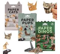 DIY Paper Cats Origami Kit,50 Sheets Folding Paper for Creative Cat, Dog & Dinosaur Models,Fun 3D Papers Dinosaurs Models (3pcs)
