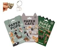 DIY Paper Cats Origami Kit, 50 Sheets Folding Papers to Make Cute Cat Models, 3D Papercraft Animals for Teens & Adults, Desk & Room Decoration Craft Set (3 Pcs, 10*10cm)