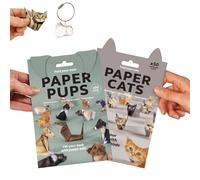 DIY Paper Cats Origami Kit, 50 Sheets Folding Papers to Make Cute Cat Models, 3D Papercraft Animals for Teens & Adults, Desk & Room Decoration Craft Set (2 Pcs B, 10*10cm)