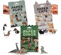 DIY Paper Cats Origami Kit, Creative Origami Animal Kit, 150 Sheets Cute Animals Shaped 3D Origami Kit, Crafts for Adults & Kids Activities Paper Cats for Desk Decoration (Cat+Dog+Dinosaur)