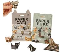 DIY Paper Cats Origami Kit for Kids, 50 DIY Origami Set to Fold Your Own Paper Cats Dog Dinosaur Models, 3D Origamis Book Crafts for Adults, Christmas Classroom Educational Toys (A+B, 50 Sheets)