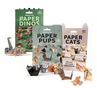 DIY Paper Cats Origami Kit, Origami Paper to Fold Cute Cat Figures Fun 3D Dog & Dinosaur Models, Animal Papers Sculpture for Adults & Kids (Cat+Dog+Dinosaur)