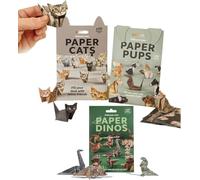 DIY Paper Cats Origami Kit,Paper Cats Origami, 3D Cat/Dog/Dinosaur Origami Papers Craft Kit, Funny Craft Activity for Adults & Kids, DIY Animal Desk Decor (Mix)