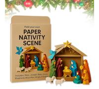 DIY Paper Craft Nativity Scene Kit, 3D Origami Nativity Set, DIY Christmas Paper Craft Kit, Fold Your Own Nativity Scene, Christmas Origami Art Decoration Kit for Family Activities (#1)