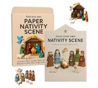 DIY Paper Nativity Scene, 3D Origami Paper Craft Kit, Christmas Origami Craft Set with Jesus Angel & Animal, Origami Kit for Beginners Perfect for Christmas Decorations, Family Activitie (a+b)