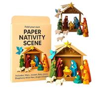 DIY Paper Nativity Scene, Christmas Origami Craft Kit for Beginners, Handmade Holy Family Holiday Decor, Easy DIY Christmas Activity for Families, Artisan Paper Craft for Home(Style 1)