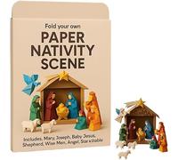 DIY Paper Nativity Scene, Christmas Origami Craft Set with Jesus Angel and Animal, Nativity Set Easy to Fold, Creative and Educational, Origami Kit for Beginners, Holiday Paper Decoration (B)