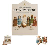 DIY Paper Nativity Scene, Christmas Origami Craft Set with Jesus Angel & Animal, Creative & Educational, Origami Kit for Beginners, Holiday Paper Decoration & Gift (Beige Pack of 1)