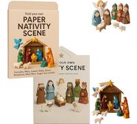 DIY Paper Nativity Scene, Christmas Origami Craft Set with Jesus Angel & Animal, Easy to Fold, Creative & Educational, Origami Kit for Beginners, Holiday Paper Decoration & Gift for Craft Lovers (A+B)