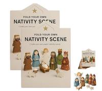 DIY Paper Nativity Scene, Christmas Origami Craft Set with Jesus Angel & Animal, Easy to Fold, Origami Kit for Beginners, Christmas Decorations & Gift for Craft Lovers (2PC Style B)
