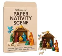DIY Paper Nativity Scene, Christmas Origami Craft Set with Jesus Christ Holy Family, Easy to Fold, Creative & Educational, Origami Kit for Beginners, Holiday Family Activity (#B)