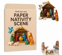 DIY Paper Nativity Scene, Christmas Origami Papercraft Set with Jesus Christ Holy Family, DIY Paper Origami Kit for Beginners, Desk Decoration & Gift for Craft Lovers, Kids & Adults (Style-A)